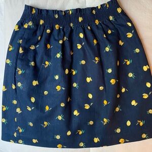 JCrew Navy Blue Lemon Print Skirt